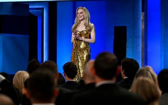 LOS ANGELES, CALIFORNIA - APRIL 27: Honoree Nicole Kidman speaks onstage during the 49th AFI Life Achievement Award: A Tribute To Nicole Kidman at Dolby Theatre on April 27, 2024 in Los Angeles, California. (Photo by Michael Kovac/Getty Images for AFI)