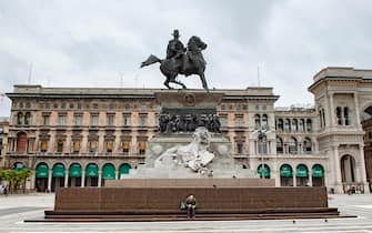 Piazza Del Duomo and Galleria Vittorio Emanuele are deserted, and shops and bars are closed during the Coronavirus emergency lockdown, in Milan, Italy, 12 March 2020. ANSA/ ANDREA FASANI