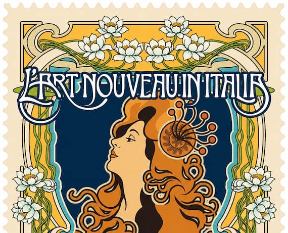 Francobollo Art Nouveau in Italia, 2026. Emissione Ministero delle imprese e del Made in Italy. Poste italiane