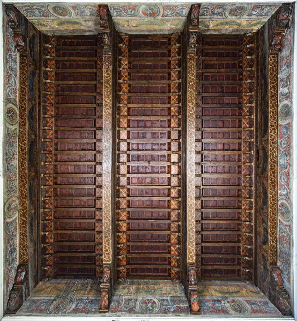 Il soffitto della Sala del Pappagallo nell’Appartamento Barbo, a Roma. Foto di proprietà VIVE-Vittoriano e Palazzo Venezia