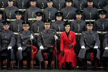Britain's Prince William and Kate, Princess of Wales sit for an official photo with The Prince of Wales's company at a St David's Day parade with members of the 1st Battalion, The Welsh Guards in Windsor England, Wednesday, March 1, 2023. It is the first time The Prince has visited the Welsh Guards since becoming Colonel of the Regiment. (AP Photo/Alastair Grant, Pool), Credit:Alastair Grant / Avalon