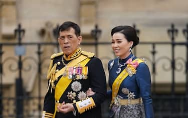 King Vajiralongkorn of Thailand and Queen Suthida arriving at Westminster Abbey, London, ahead of the coronation of King Charles III and Queen Camilla on Saturday. Picture date: Saturday May 6, 2023.