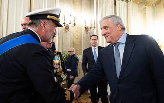 Il ministro degli Affari Esteri Antonio Tajani durante il Concerto Banda Interforze in occasione del Giorno dell'Unit  Nazionale e Giornata delle Forze Armate presso il Senato, Roma, 04 novembre 2023. ANSA/ANGELO CARCONI