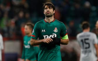 MOSCOW, RUSSIA - NOVEMBER 26: Vedran Corluka (C) of Lokomotiv Moskva reacts on his team defeat during the UEFA Champions League group D match between Lokomotiv Moskva and Bayer Leverkusen at RZD Arena on November 26, 2019 in Moscow, Russia. (Photo by Mike Kireev/MB Media/Getty Images)