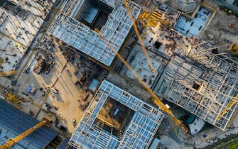 Aerial view of a large construction site