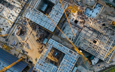 Aerial view of a large construction site
