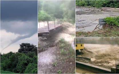 Ponte crollato e case allagate, le foto del maltempo al Centro-Nord