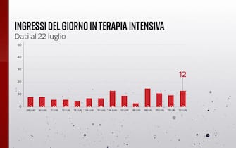 Covid, le grafiche con i dati del 22 luglio: gli ingressi del giorno in terapia intensiva