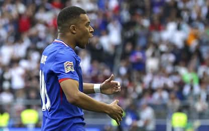 epa12163950 Kylian Mbappe of France celebrates after scoring during the UEFA Nations League 3rd place match between Germany and France in Stuttgart, Germany, 08 June 2025.  EPA/CHRISTOPHER NEUNDORF