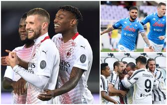 Le esultanze dei giocatori di Milan, Napoli e Juve