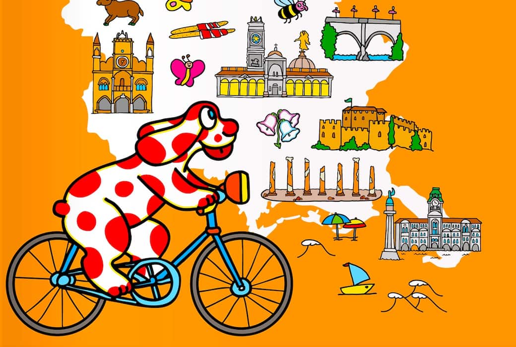 Un dettaglio della copertina di Pimpa alla scoperta del Friuli Venezia Giulia