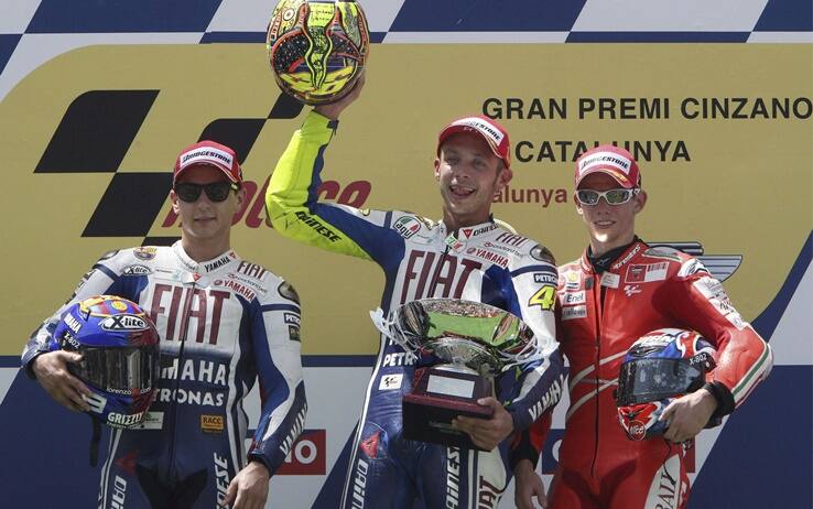 Jorge Lorenzo, Valentino Rossi e Casey Stoner 