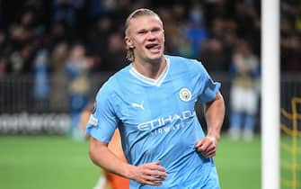BERN, SWITZERLAND - OCTOBER 25: Erling Haaland of Man City celebrates his goal during the UEFA Champions League Group Stage match between BSC Young Boys and Manchester City at Stadion Wankdorf on October 25, 2023 in Bern, Switzerland.  (Photo by Manuel Winterberger/Just Pictures/Sipa USA)