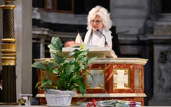 Roma, Funerali Eleonora Giorgi. Nella Foto la sorella Beatrice Giorgi in Chiesa