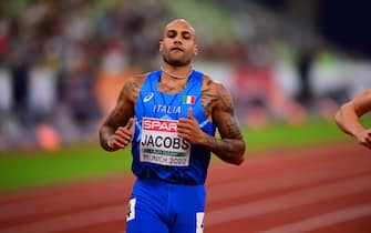 Jacobs Lamont Marcel of Italia Team in action during in semifinal of 100m of European Champhionsh Munich 2022 in Olympiastadion , Munich, Baviera, Germany, 16/08/22