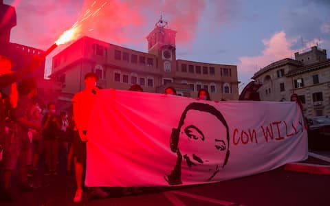 (9/16/2020) Torchlight procession in memory of Willy Monteiro Duarte, the young man from Paliano who was killed by kicks and punches on the night between 5 and 6 September in Colleferro (Photo by Matteo Nardone/Pacific Press/Sipa USA)