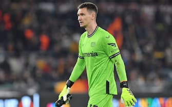 Matej Kovar of Bayer Leverkusen during the Uefa Europa League semi final first leg match AS Roma v Bayer Leverkusen at Olimpico stadium in Rome, Italy, 02nd May, 2024. 
Mattia Vian  during  AS Roma vs Bayer 04 Leverkusen, Football Europa League match in Rome, Italy, May 02 2024