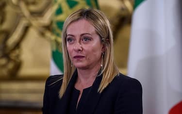 ROME, ITALY - OCTOBER 22: Italian Prime Minister Giorgia Meloni attends the swearing-in ceremony at the Quirinal palace on October 22, 2022 in Rome, Italy. Far-right politician Giorgia Meloni is set to become Italy's first woman Prime Minister. Italians voted in the 2022 Italian general election on 25 September which was called after the dissolution of parliament was announced by Italian President Sergio Mattarella on 21 July. (Photo by Antonio Masiello/Getty Images)