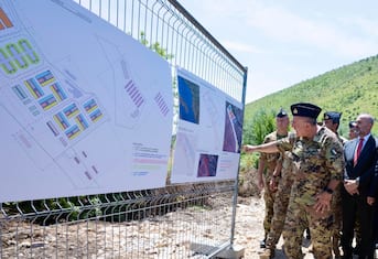epa11390920 A handout picture made available by the Chigi Palace (Palazzo Chigi) Press Office shows Italian Prime Minister Giorgia Meloni (2-R) and Albanian Prime Minister Edi Rama (R) at the port of Shengjin, Albania, 05 June 2024, during a visit to the hotspot intended for the entry procedures of migrants. The Italian and Albanian prime ministers visited the new Shengjin migrant hotspot, a center created on the basis of an agreement between Tirana and Rome to operate centres for asylum seekers on Albanian territory.  EPA/FIIPPO ATTILI/CHIGI PALACE PRESS OFFICE HANDOUT  HANDOUT EDITORIAL USE ONLY/NO SALES HANDOUT EDITORIAL USE ONLY/NO SALES