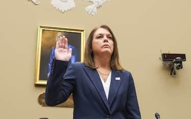 epa11491565 Director of the United States Secret Service Kimberly Cheatle is sworn in at the start of a US House Oversight and Accountability Committee hearing on Capitol Hill in Washington, DC, USA, 22 July 2024. Cheatle was called to testify before Congress following security lapses in the 13 July 2024 assassination attempt on Republican presidential candidate and former US president Donald J. Trump.  EPA/MICHAEL REYNOLDS