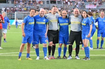 Un momento della Partita del Cuore tra la Nazionale della Politica e la Nazionale dei cantanti, L'Aquila, 16 luglio 2024. ANSA / Luciano Adriani