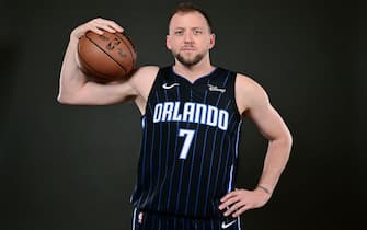 ORLANDO, FLORIDA - OCTOBER 02: Joe Ingles #7 of the Orlando Magic poses for a portrait during the 2023-2024 Orlando Magic Media Day at AdventHealth Training Center on October 02, 2023 in Orlando, Florida. NOTE TO USER: User expressly acknowledges and agrees that, by downloading and/or using this Photograph, user is consenting to the terms and conditions of the Getty Images License Agreement. (Photo by Julio Aguilar/Getty Images)