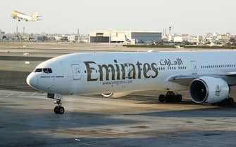 Emirates plane is seen on the airport in Manama, Bahrain on March 5, 2024. (Photo by Jakub Porzycki/NurPhoto via Getty Images)