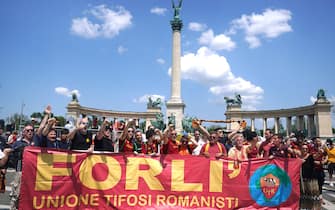 Roma fans in Heroes' Square ahead of the UEFA Europa League Final at the Puskas Arena, Budapest. Picture date: Wednesday May 31, 2023.