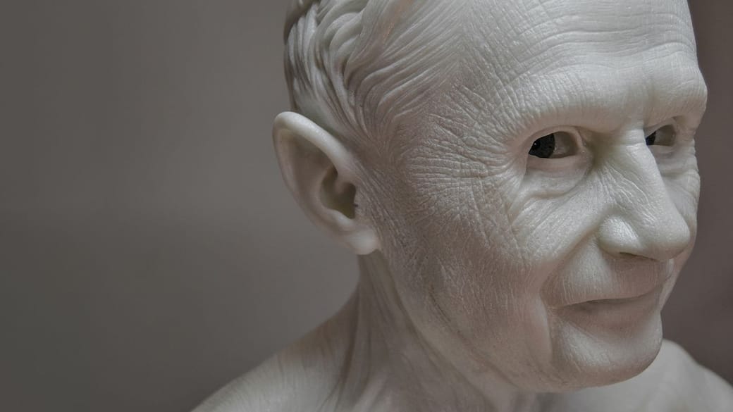 Jago, Habemus Hominem, 2009-2016, marmo statuario, 60x45xh70 cm, crediti fotografici/courtesy © JAGO, by SIAE