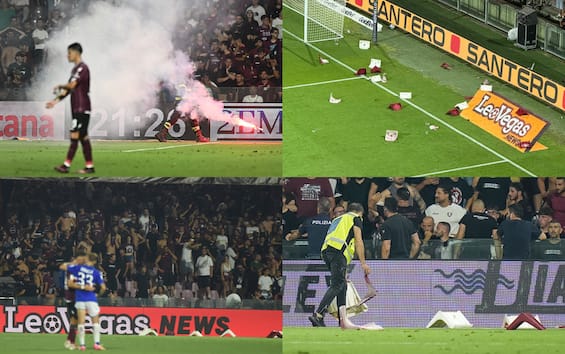 Petardi e seggiolini: stop a Salernitana-Samp