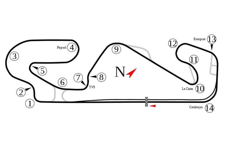 Layout del circuito di Barcellona