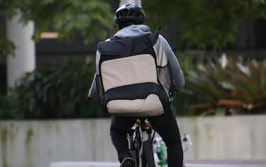 A food delivery rider in Sydney, NSW, Australia