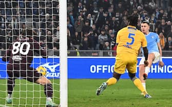 Lazio’s Patric scores the 3-1 goal during serie A soccer match Lazio - Frosinone at Olimpico Stadium in Rome, 29 December 2023. ANSA/CLAUDIO PERI