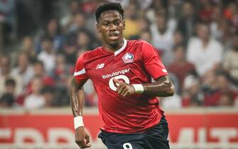 Jonathan DAVID of Lille during the UEFA Europa Conference League, Play-offs, 1st leg football match between LOSC Lille and HNK Rijeka on August 24, 2023 at Pierre Mauroy stadium in Villeneuve-d'Ascq near Lille, France