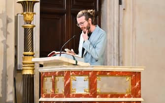 Roma, Funerali di Pietro Genuardi nella Chiesa degli Artisti - Nella foto: il figlio Jacopo