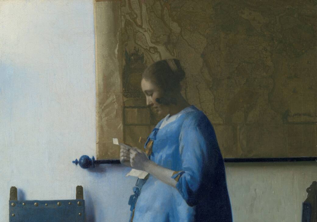 Johannes Vermeer, Donna che legge una lettera, circa 1663. Olio su tela, 46,5x39x6.5 cm. inv. SK-C-251