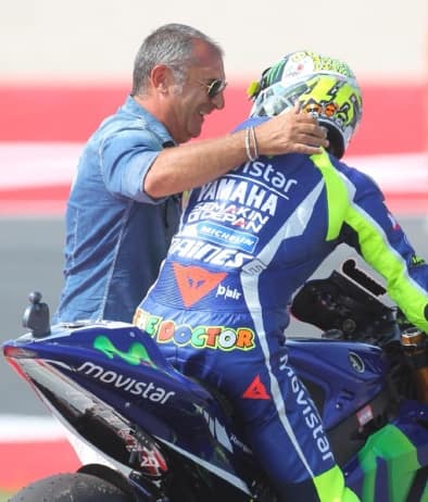 L'abbraccio tra Aldo Drudi e Valentino Rossi Aldo Drudi Valentino Rossi