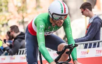 Italian Filippo Ganna of Ineos Grenadiers pictured in action during stage 4 of the Tour De Wallonie cycling race, an individual time trial from Mons to Mons (32,6 km) , Tuesday 25 July 2023. This year's Tour de Wallonie takes place from 22 to 26 July 2023. BELGA PHOTO BRUNO FAHY (Photo by BRUNO FAHY/Belga/Sipa USA)
