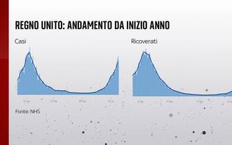 L'andamento di casi e ricoverati da inizio anno nel Regno Unito