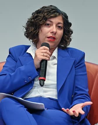 Sarah Disabato durante il confronto tra i candidati presidenti della regione piemonte presso Uni0one Industriali, Torino, 20 maggio 2024 ANSA/ALESSANDRO DI MARCO