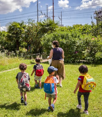 Milano. Riapertura Centro d'infanzia per bambini centro estivo Gioco Motiva nell'orto di Via Siderno Fase 3 COVID19