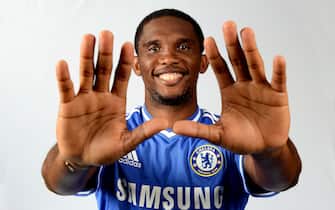 Chelsea's Samuel Eto'o during a Chelsea magazine feature at the Cobham Training Ground on 10th September 2013 in Cobham, England.  (Photo by Darren Walsh/Chelsea FC via Getty Images)