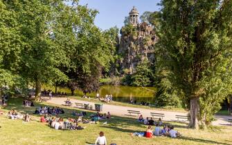 Paris, France - June 2, 2020: Parisians allowed to return to public parks after the end of lockdown due to covid-19