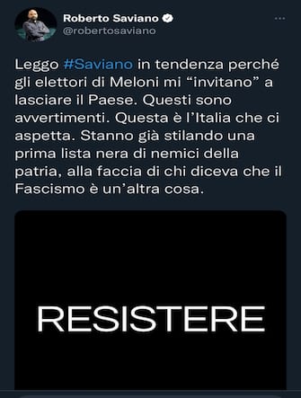 Tweet di Roberto Saviano