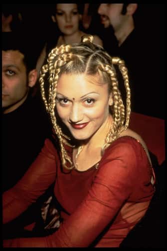 Singer Gwen Stefani sporting pigtails.    (Photo by Ron Wolfson/Getty Images)