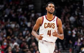 TORONTO, ON - NOVEMBER 5: Evan Mobley #4 of the Cleveland Cavaliers runs down the court against the Toronto Raptors during the first half of their basketball game at the Scotiabank Arena on November 5, 2021 in Toronto, Ontario, Canada. NOTE TO USER: User expressly acknowledges and agrees that, by downloading and/or using this Photograph, NOTE TO USER: User  is consenting to the terms and conditions of the Getty Images License Agreement. (Photo by Mark Blinch/Getty Images)