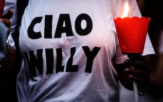 Un momento della fiaccolata  Con Willy  in ricordo di Willy Monteiro Duarte, il giovane ucciso a Colleferro la notte tra il 5 e il 6 settembre, Roma, 16 settembre 2020. 
ANSA/ANGELO CARCONI