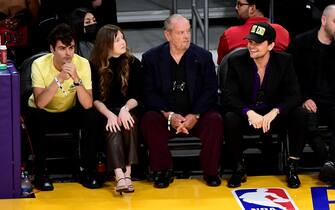 LOS ANGELES, CA - APRIL 28: Jack Nicholson attends the game between the Memphis Grizzlies  and the Los Angeles Lakers during round One Game Six of the 2023 NBA Playoffs on April 28, 2023 at Crypto.Com Arena in Los Angeles, California. NOTE TO USER: User expressly acknowledges and agrees that, by downloading and/or using this Photograph, user is consenting to the terms and conditions of the Getty Images License Agreement. Mandatory Copyright Notice: Copyright 2023 NBAE (Photo by Adam Pantozzi/NBAE via Getty Images) 
