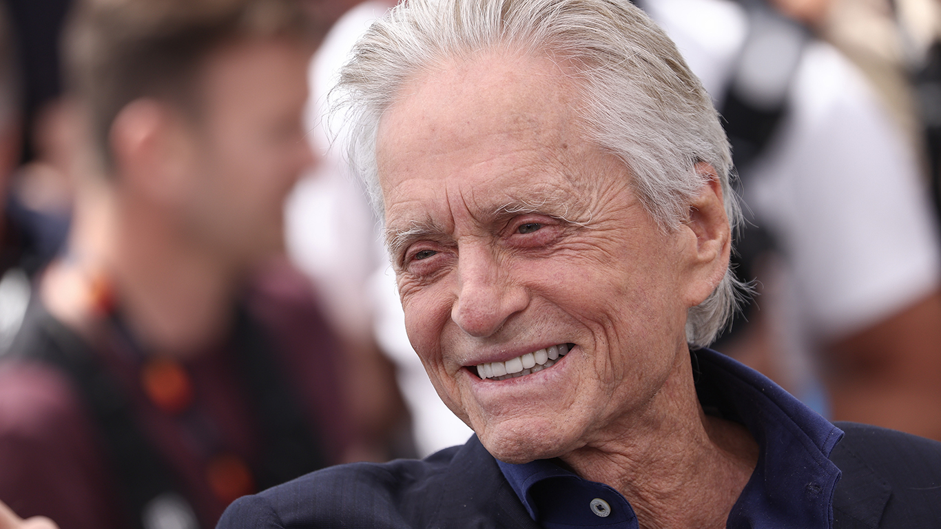 CANNES, FRANCE - MAY 16: Michael Douglas attends a photocall as he receives an honorary Plme D'Or at the 76th annual Cannes film festival at Palais des Festivals on May 16, 2023 in Cannes, France. (Photo by Mike Marsland/WireImage)