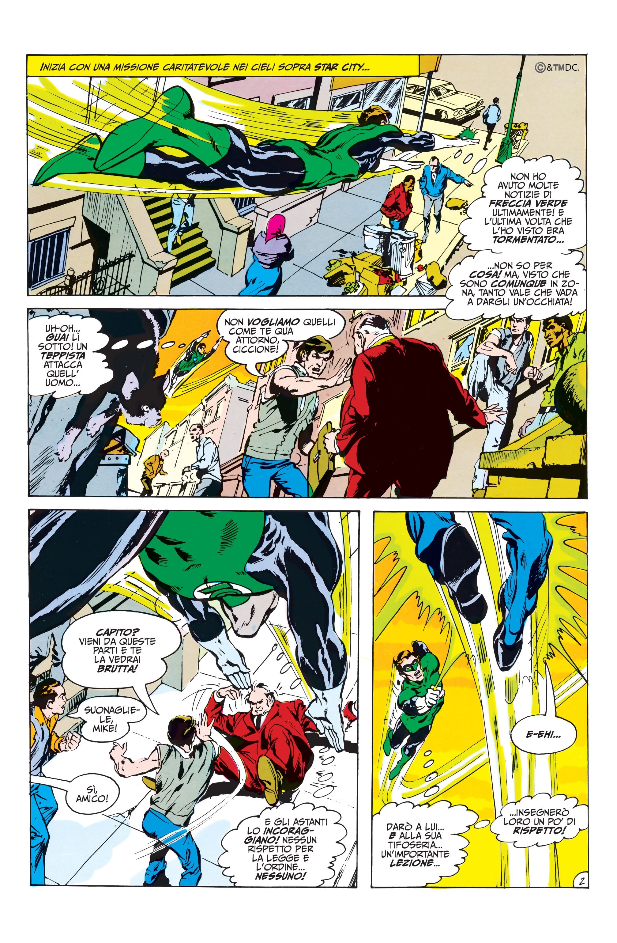 Una tavola tratta da Lanterna Verde/Freccia Verde di Dennis O'Neil e Neal Adams